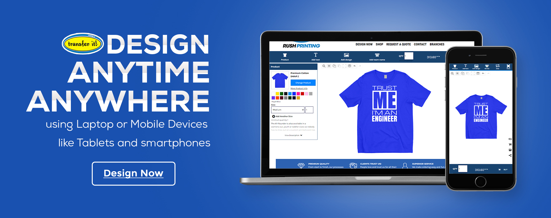 Online shirt designer at Transfer it