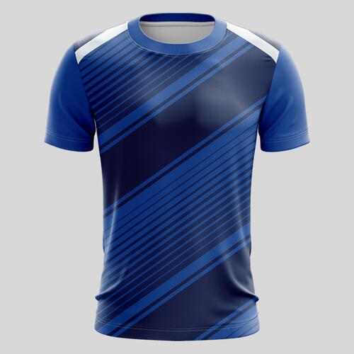 Blue Linear Full Print Roundneck Shirt Thumbnail