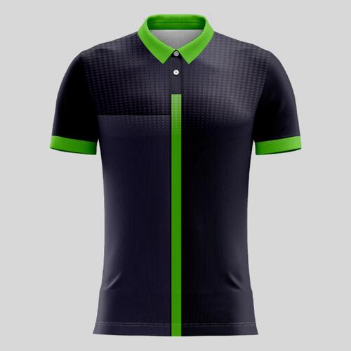 Green Linear Pattern Full Print Polo Shirt Thumbnail