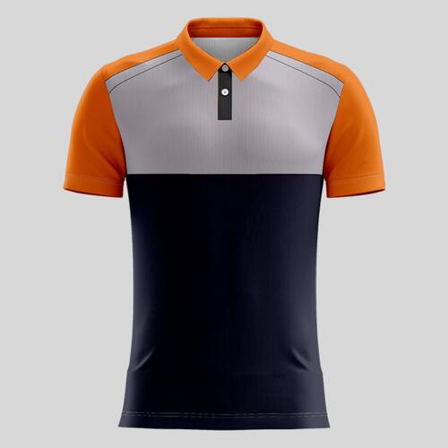 Orange Linear Pattern Full Print Polo Shirt Thumbnail