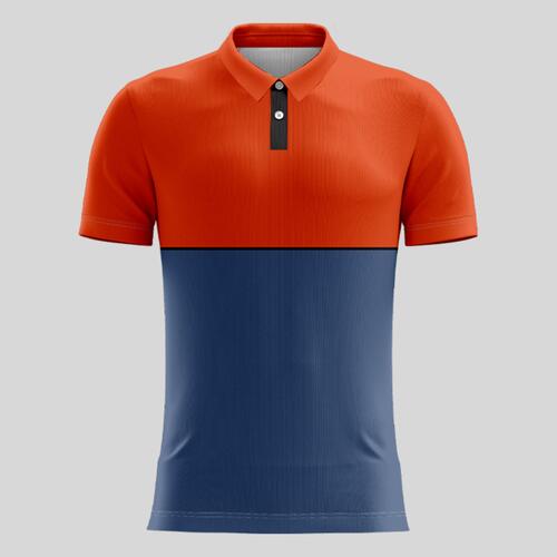 Orange Two Color Pattern Full Print Polo Shirt Thumbnail