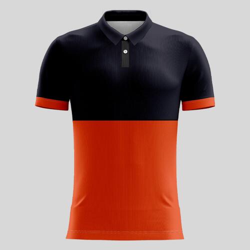Orange Two Color Pattern Full Print Polo Shirt Thumbnail