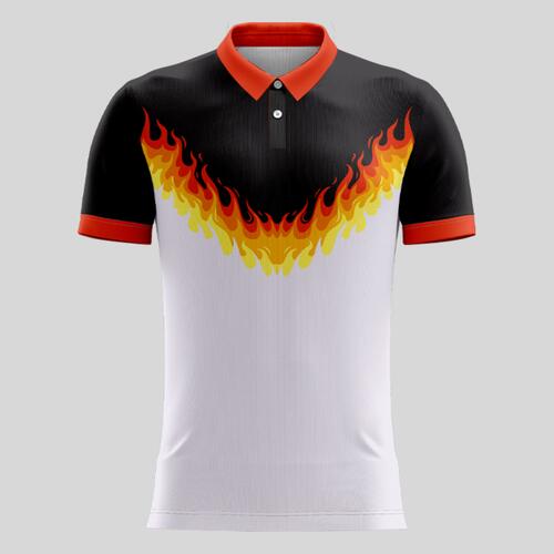 Orange Fire Design Full Print Polo Shirt Thumbnail