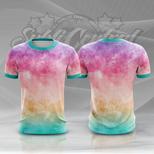 Purple Water Color Full Print Roundneck Shirt Thumbnail