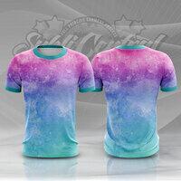Pink Gradient Water Color Full Print Roundneck Shirt Thumbnail