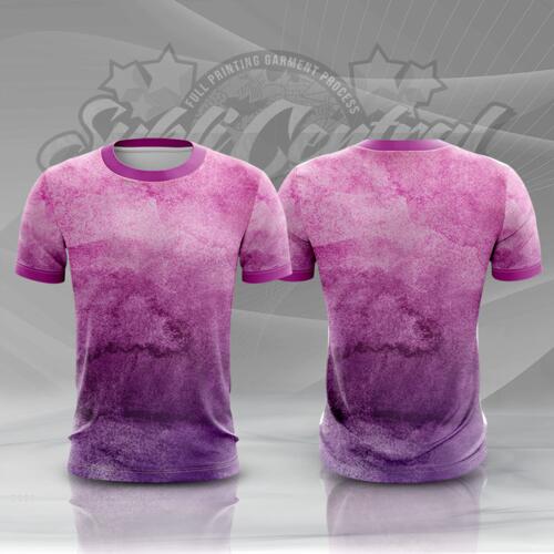 Pink-Violet Water Color Full Print Roundneck Shirt Thumbnail