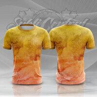 Yellow-Orange Water Color Full Print Roundneck Shirt Thumbnail