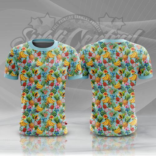 Summer with Fruits Design Full Print Roundneck Shirt Thumbnail