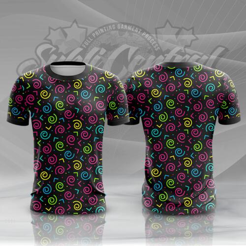 Swirls Design Full Print Roundneck Shirt Thumbnail