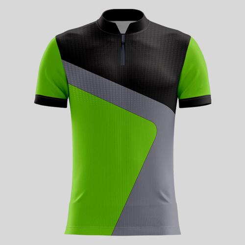 Green Esport Pattern Full Print Chinese Collar Shirt Thumbnail