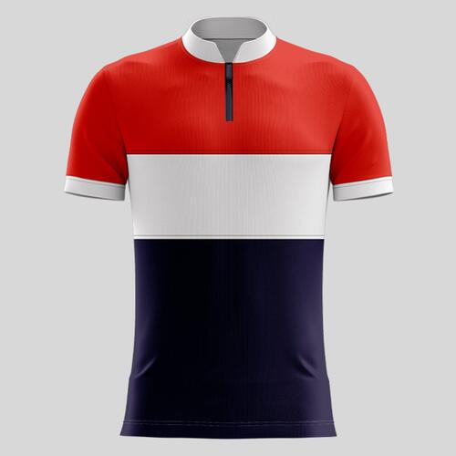 Orange Tricolor Pattern Full Print Chinese Collar Shirt Thumbnail