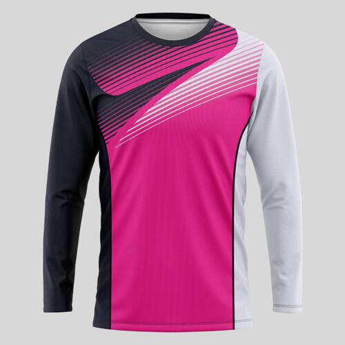 Pink Linear Pattern Full Print Long Sleeve Shirt Thumbnail