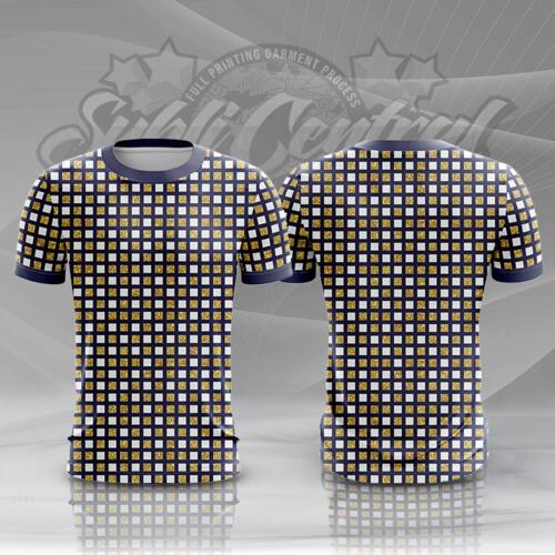 Gold and White Square Design Full Print Roundneck Shirt Thumbnail
