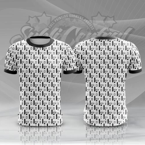 Small and Big Rectangles Design Full Print Roundneck Shirt Thumbnail