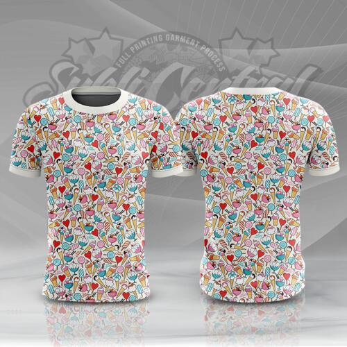 Ice Cream Design Full Print Roundneck Shirt Thumbnail