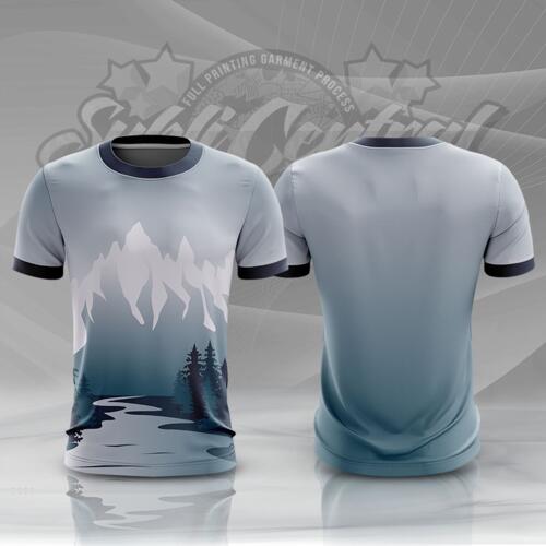 Lake and Mountain Design Full Print Roundneck Shirt Thumbnail