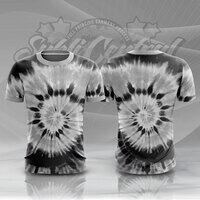 Black and White Tie Dye Colorful Full Print Roundneck Shirt Thumbnail