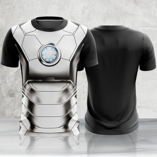 Black and White Iron Man Half Bleed Shirt Thumbnail