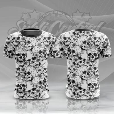 Skull Design Full Print Sublimation Roundneck Shirt Thumbnail