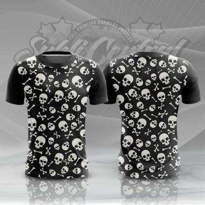 Skull Design Full Print Sublimation Roundneck Shirt Thumbnail