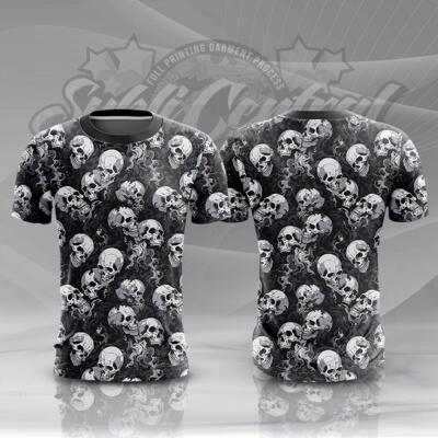 Skull Design Full Print Sublimation Roundneck Shirt Thumbnail
