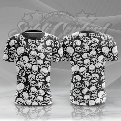Skull Design Full Print Sublimation Roundneck Shirt Thumbnail