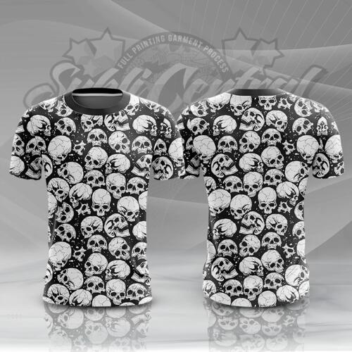 Skull Design Full Print Sublimation Roundneck Shirt Thumbnail