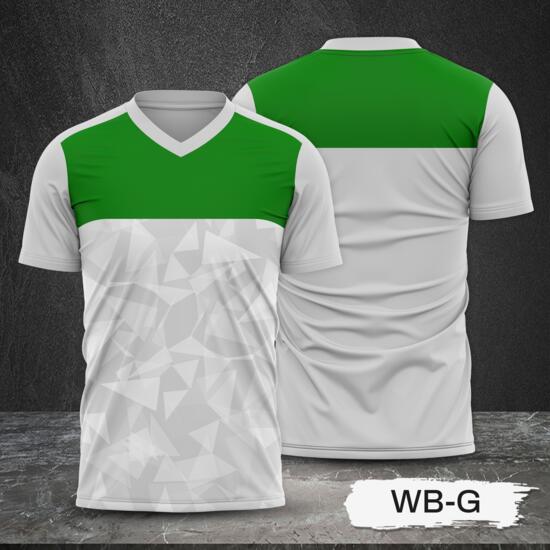 Green and White with Geometric Design Full Sublimation Shirt Thumbnail