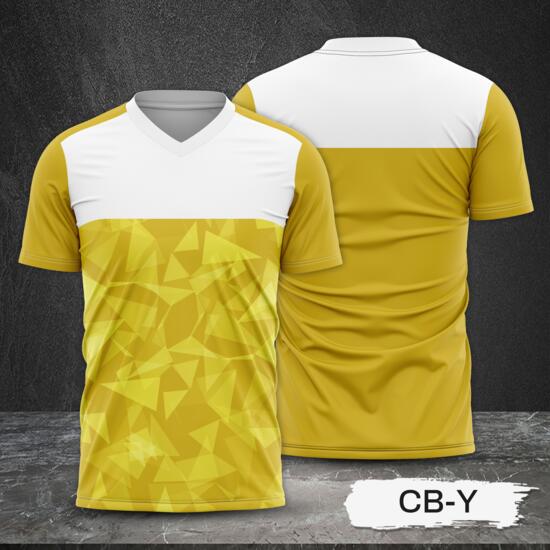 White and Yellow with Geometric Design Full Sublimation Shirt Thumbnail