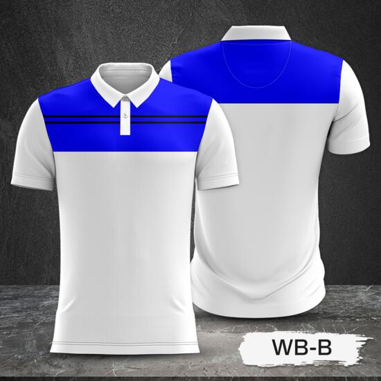 Blue and White Combination Full Sublimation Polo Shirt Thumbnail