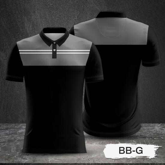 Gray and Black Combination Full Sublimation Polo Shirt Thumbnail
