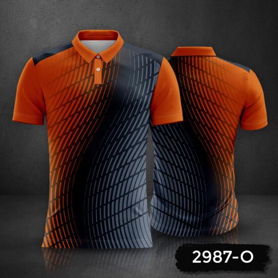 Abstract with Gradient Color Design Polo Shirt Full Print Sublimation Thumbnail