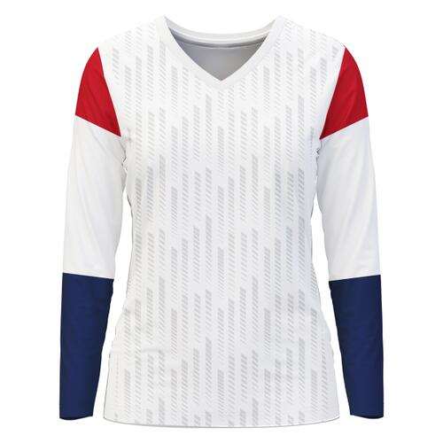 V-neck Long Sleeve Volleyball Jersey Full Print Sublimation Thumbnail