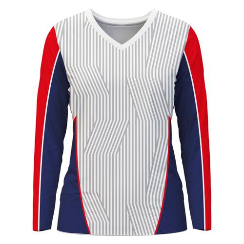 V-neck Long Sleeve Volleyball Jersey Full Print Sublimation Thumbnail