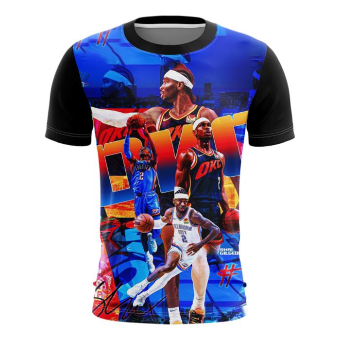 Shai Gilgeous-Alexander Basketball Half Bleed Full Print Sublimation Roundneck Shirt Thumbnail