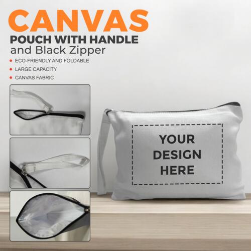 Canvas Pouch with Handle and Zipper Thumbnail