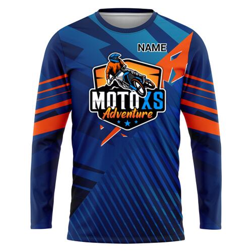 Blue and Orange Linear Design Long Sleeve - RB-009 Thumbnail