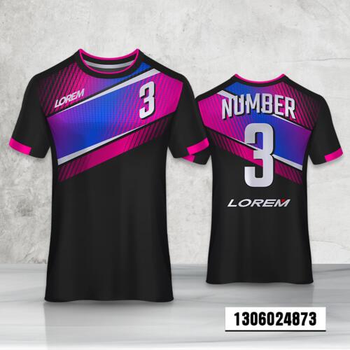 Colorful Linear Design Esport Full Print Roundneck Shirt Thumbnail