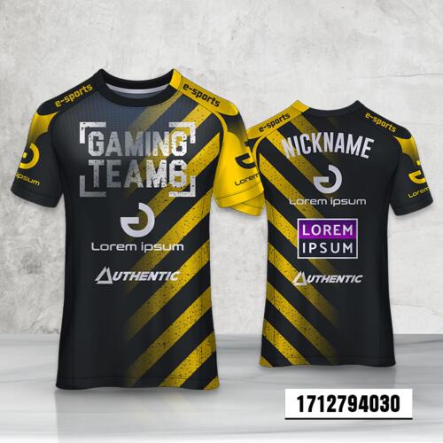 Grunge Caution Design Esport Full Print Roundneck Shirt Thumbnail
