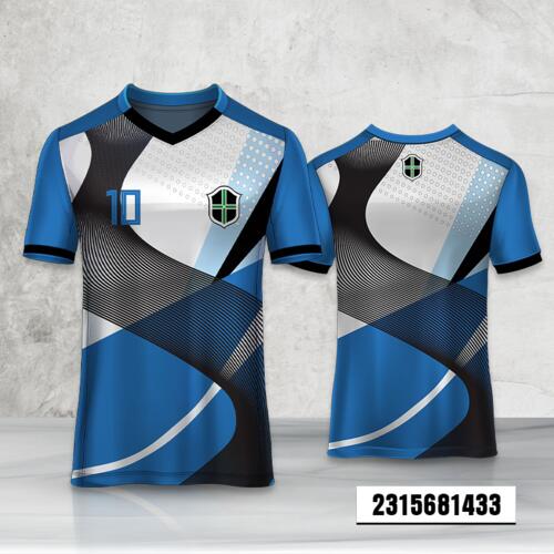 Abstract with Flowing Lines Design Esport Full Print Roundneck Shirt Thumbnail