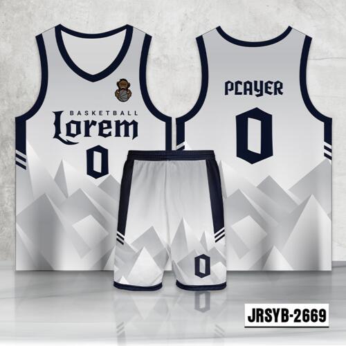 White Abstract Design Full Sublimation Basketball Jersey Set - 2194652669 Thumbnail