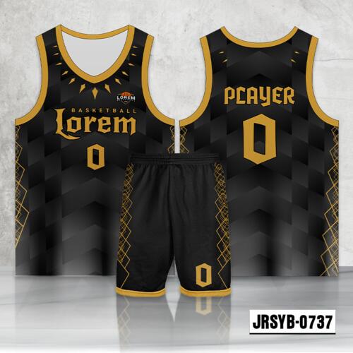 Black and Gold Arrow Full Sublimation Design Basketball Jersey Set - 2198620737 Thumbnail