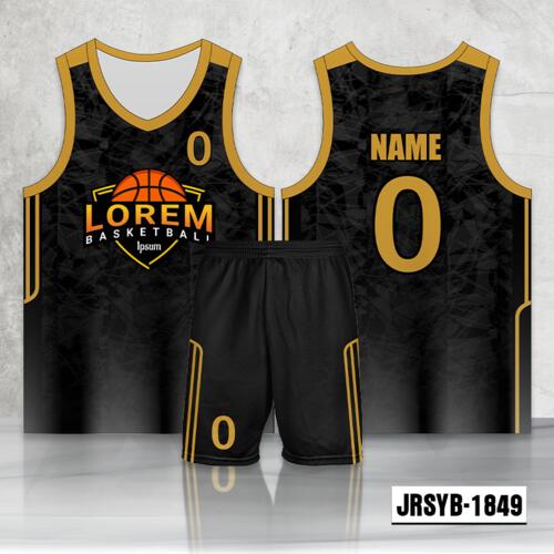 Black Abstract Design Full Sublimation Basketball Jersey Set - 2198621849 Thumbnail