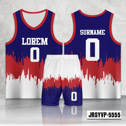 Tricolor Grunge Design Full Sublimation Basketball Jersey Set - 2146125555 Thumbnail