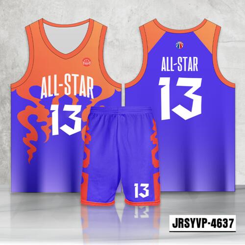 Orange Flame Design Full Sublimation Basketball Jersey Set - 2268724673 Thumbnail