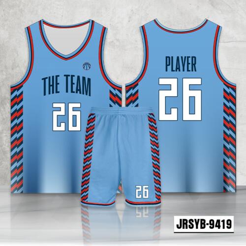 Zigzag Strip Design Full Sublimation Basketball Jersey Set - 2369789419 Thumbnail
