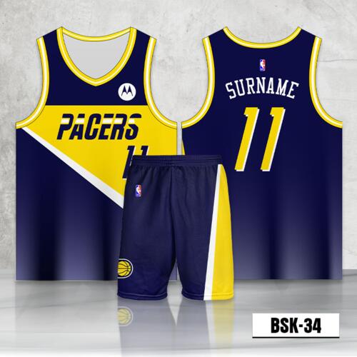 Pacers Design Full Sublimation Basketball Jersey Set - BSK-34 Thumbnail
