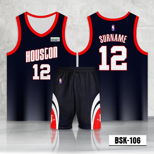 Houston Design Full Sublimation Basketball Jersey Set - BSK-106 Thumbnail