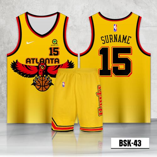 Hawks Design Full Sublimation Basketball Jersey Set - BSK-43 Thumbnail