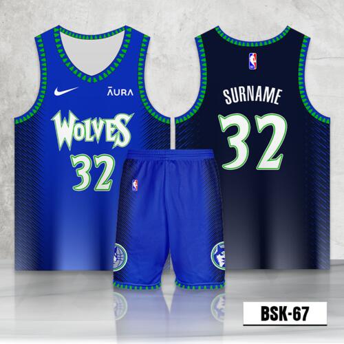 Wolves Design Full Sublimation Basketball Jersey Set - BSK-67 Thumbnail